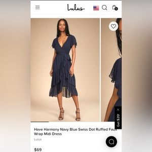 Have Harmony Green Dot Ruffled Faux Midi Dress.